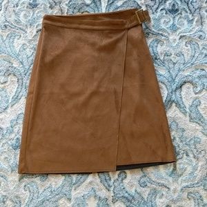 Never used- Suede brown wrap skirt